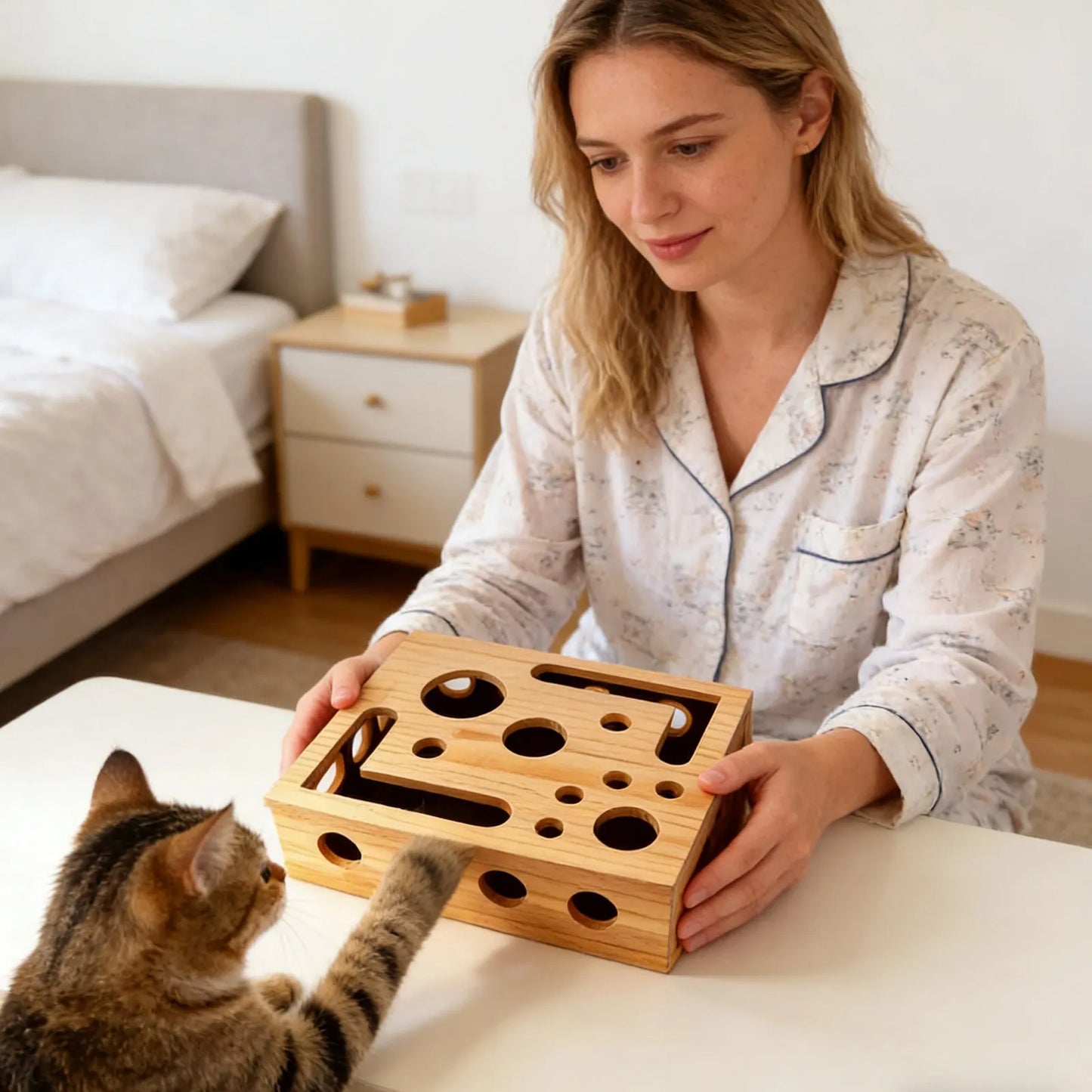 WhiskerWood Cat Play Puzzle Box
