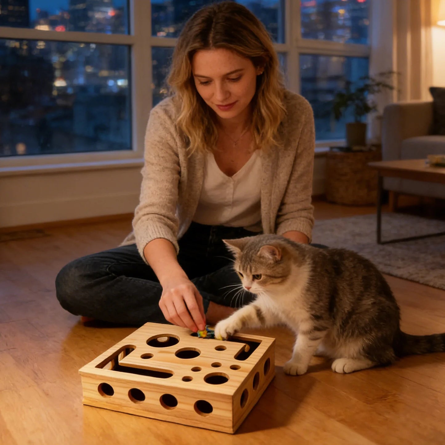 WhiskerWood Cat Play Puzzle Box